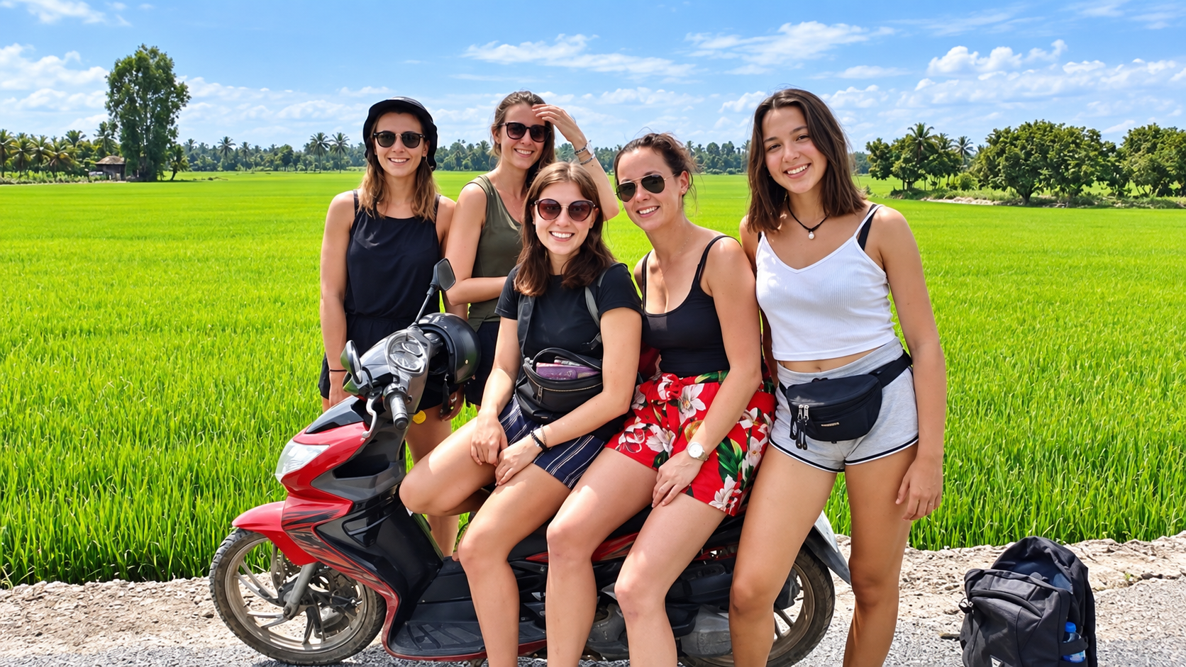 Guests enjoying a Mekong experience in Ben Tre